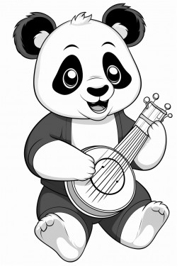 panda playing music instruments