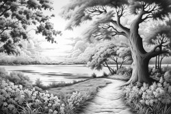 he sun rises on a quiet morning soft light filtering through the trees