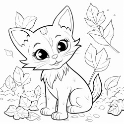 a cat in fall colorful leaves