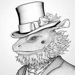a bearded dragon wearing a tophat