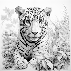 paysage magique il grec jaguar perroquet