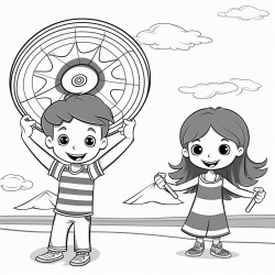 kids on the beach play with frisbees