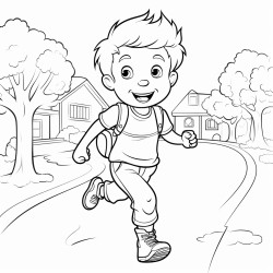 boy  runs onto the road