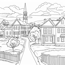 small new england town with gazebo