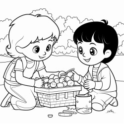 piknik yapan ocuklar