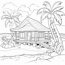 a tropical island with a luxurious cabana