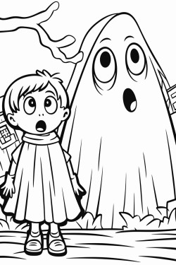 a person haunted by an evil spirit in the background