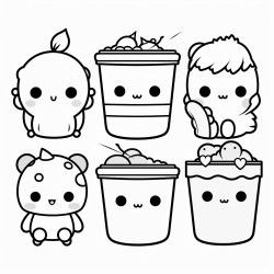kawaii baby animals boba milk tea school