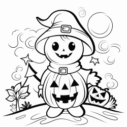 simple cute halloween colouring page