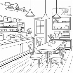 create a simple cafe thick black outlines only font of cafe calm cozy style
