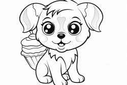 puppy eating cupcake