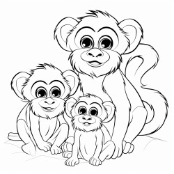 family cubs of monkey