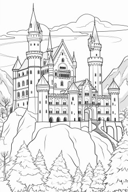 ein wunderschne mrhenschloss in einer schneelandschaft