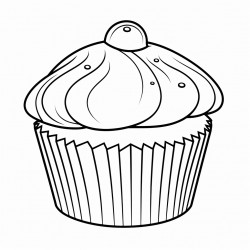 a muffin with clear spaces for coloring no background and minimal detail