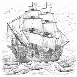 pirate ship on a stormy sea