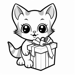 cat from a gift box