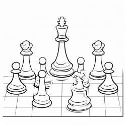 hidden picture puzzle with chess pieces to find pawns and color them in