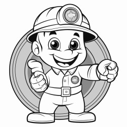 cartoon firefighter pushing alarm button on smoke detector
