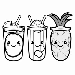 emoji bananas juice with a straw pineapple apple melon watermelon coconut lemon with no face