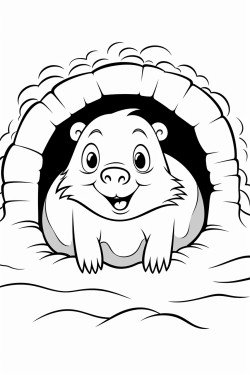 mole looks out of a mole hole