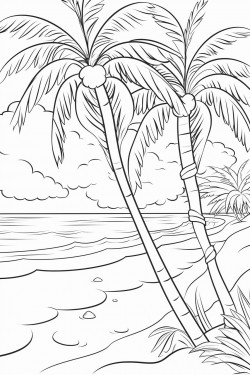 palm trees and coconuts on the beach