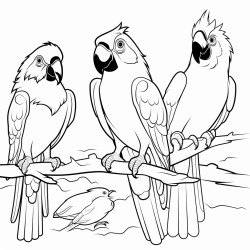 macaw parrot with sun conure friends
