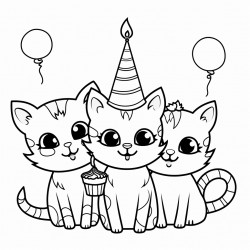 three cats at a party