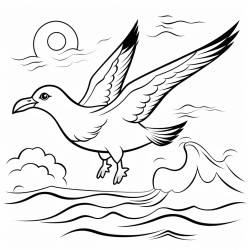 a seagull with starfishshaped wings flying over the ocean