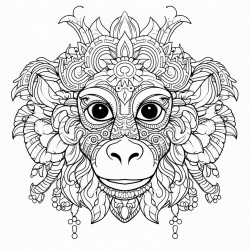 monkey with mandala pattern