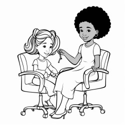 black girl as a hairdresser with a client in the chair