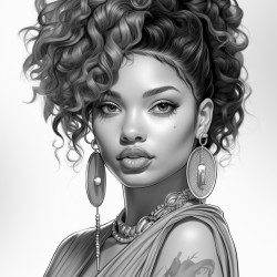 african american girl fashionably dressed full lips chinky eyes big earring curvy body