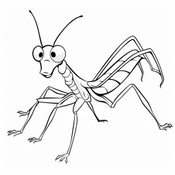 cartoon cute preying mantis