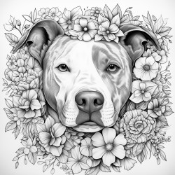 full length pitbull with a flower crown