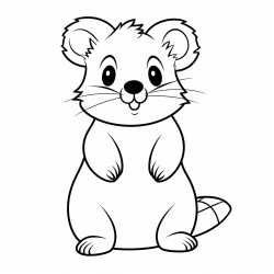 a full body coloring page of a quokka
