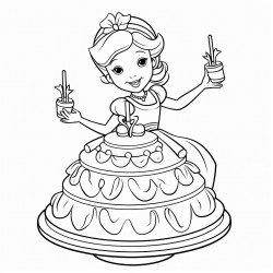 i would like a coloring page of a ballerina style cake with a ballerina cake topper