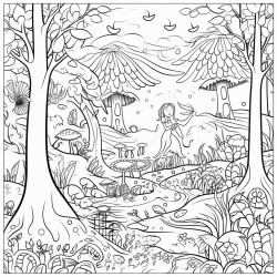 an enchanted forest with a mystical creature
