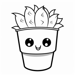 prickly cactus in a pot with a smirking funny face
