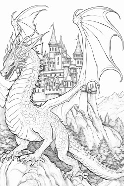 coloring dragon forest castle