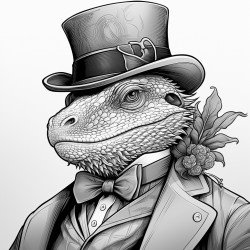 a bearded dragon wearing a tophat