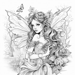 beautiful fairy that has beautiful wings flying around to help animal in the forest