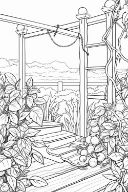 a vegetable garden with trellis and trainers