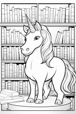 a unicorn in a library