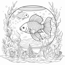 fish in tank for adults colouring in book
