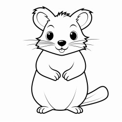 a full body coloring page of a quokka