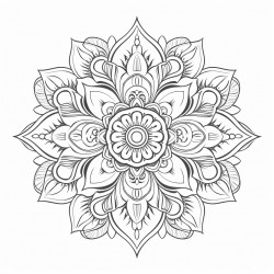line drawing of intricate mandala no noise