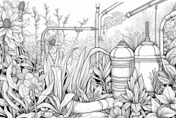 des fuses dans lespace avec des plantes