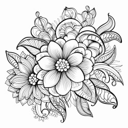 mandela floral artwork with zentangle details