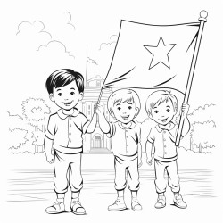 soldiers and people held vietnamese flags and threw flowers everywhere