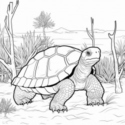 georgia gopher tortoise by burrow with longleaf pine