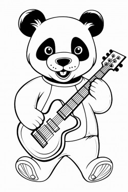 panda playing music instruments